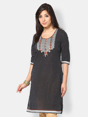 Kurtis Women Black Striped Kurta