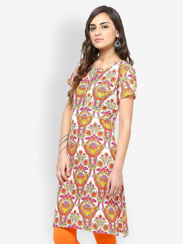 Kurtis Women Multi-Coloured Floral Printed Kurta
