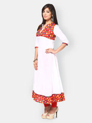 Kurti's Women White Anarkali Kurta