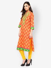 Kurtis Women Orange Printed Kurta