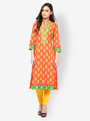 Kurtis Women Orange Printed Kurta