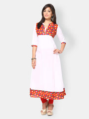 Kurti's Women White Anarkali Kurta