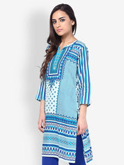 Kurtis Women Turquoise Blue Printed Kurta
