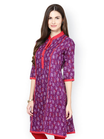 Kurtis Women Purple and Red Printed Kurta