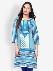 Kurtis Women Turquoise Blue Printed Kurta