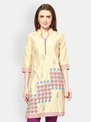 Kurtis Women Cream Coloured Printed Kurta