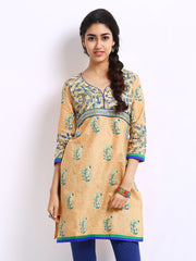 Kyla F Women Cream Coloured Printed Kurta