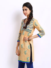 Kyla F Women Cream Coloured Printed Kurta