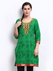 Kyla F Women Green &amp; Black Printed Kurta