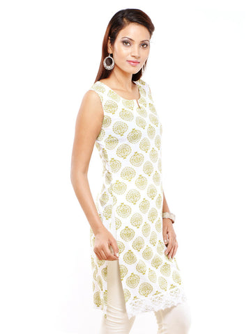 Kyla F Women White Printed Kurta
