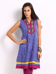 Kyla F Women Blue &amp; White Printed Kurta