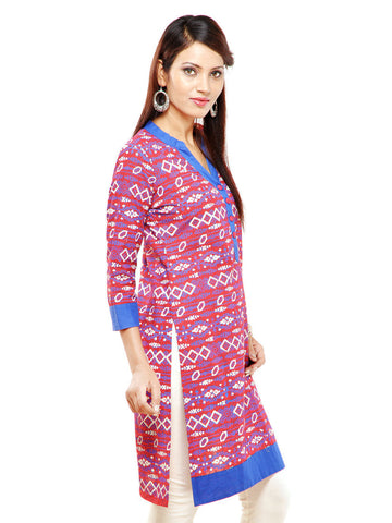 Kyla F Women Red Printed Kurta