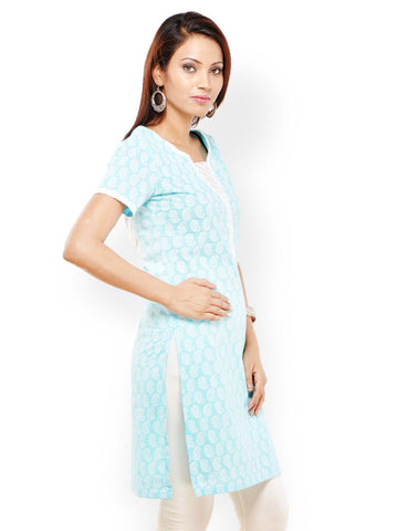 Kyla F Women Blue Printed Kurta