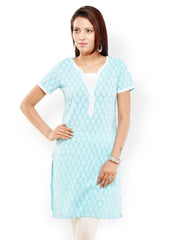 Kyla F Women Blue Printed Kurta