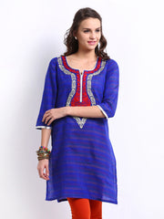 Kyla F Women Blue Striped Kurta