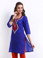 Kyla F Women Blue Striped Kurta