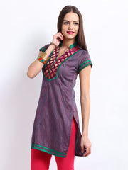 Kyla F Women Purple &amp; Green Striped Kurta