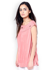 L ELEGANTAE Women Coral Pink Top