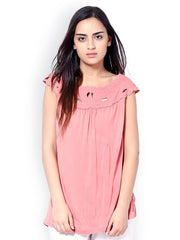 L ELEGANTAE Women Coral Pink Top