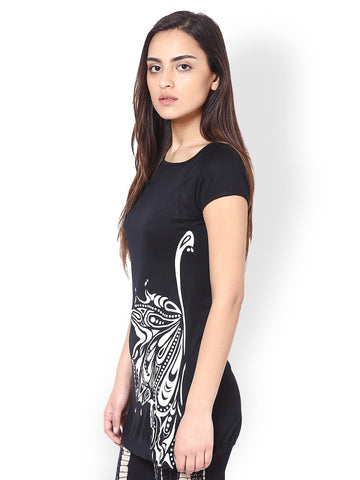 L ELEGANTAE Women Black Printed Tunic