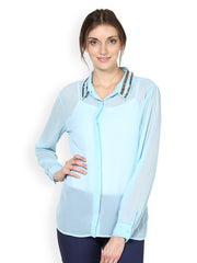 La Rochelle Women Turquoise Blue Top