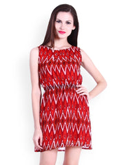 La Zoire Red Printed Fit &amp; Flare Dress