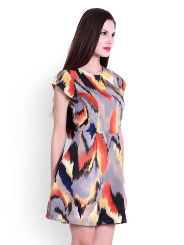 La Zoire Multicoloured Printed Fit &amp; Flare Dress