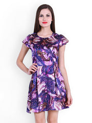 La Zoire Purple Printed Fit &amp; Flare Dress