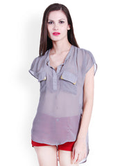 La Zoire Women Grey Sheer Top