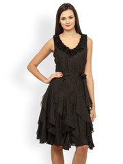 Ladybug Black Printed Fit &amp; Flare Dress