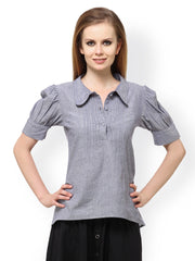 Ladybug Women Grey Cotton Shirt