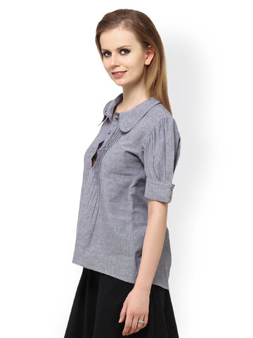 Ladybug Women Grey Cotton Shirt