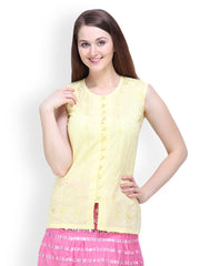 Lalana Women Yellow Embroidered Top