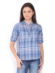 Lee Cooper Women Blue Checked Top