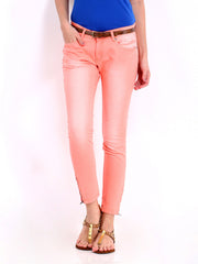 Lee Cooper Women Coral Pink Skinny Fit Jeans