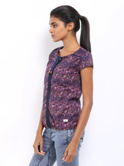 Lee Cooper Women Navy &amp; Pink Floral Print Top