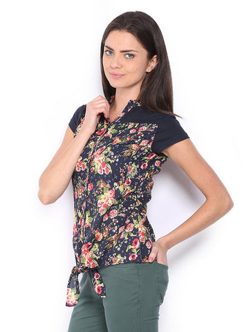 Lee Cooper Women Navy Floral Print Top