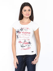 Lee Cooper Women Off-White Printed T-shirt