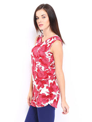 Lee Cooper Women White &amp; Red Printed Tunic