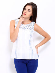 Lee Cooper Women White Embroidered Top