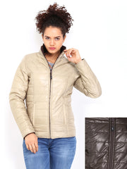 Lee Women Brown &amp; Beige Reversible Padded Jacket