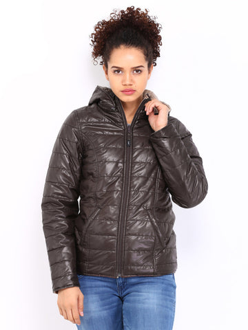 Lee Women Brown &amp; Beige Reversible Padded Jacket