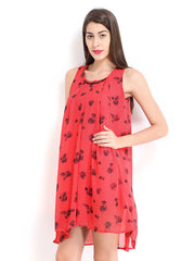 Tokyo Talkies Red Printed A-Line Dress