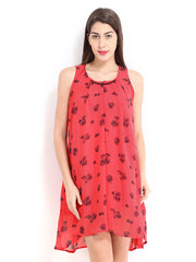 Tokyo Talkies Red Printed A-Line Dress