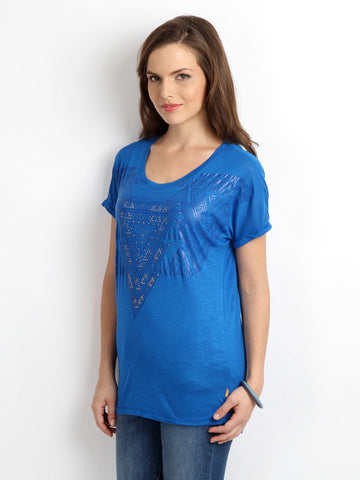 Lee Women Blue Printed T-shirt