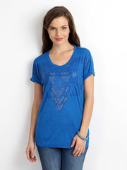 Lee Women Blue Printed T-shirt