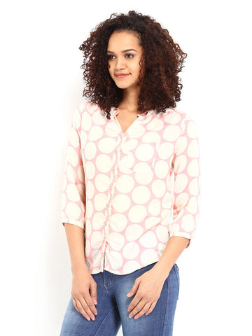 Lee Women Pink &amp; Off-White Printed Shirt