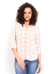 Lee Women Pink &amp; Off-White Printed Shirt