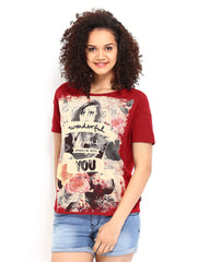 Lee Women Red Eva Printed T-shirt
