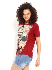 Lee Women Red Eva Printed T-shirt